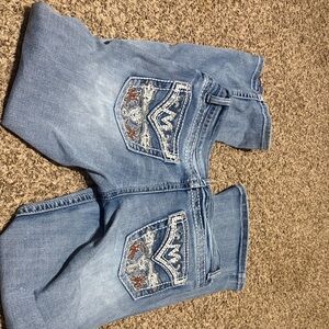 Chic Light Blue Embroidered Women's Boot Cut Jeans